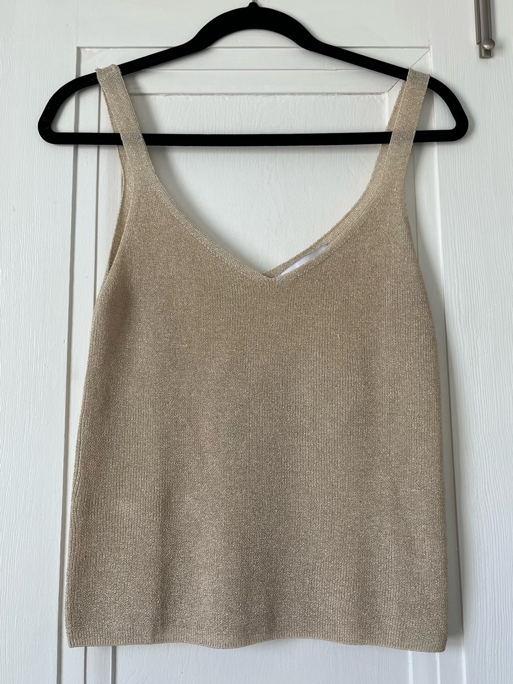 Mango Metallic Gold V-Neck Knit Tank